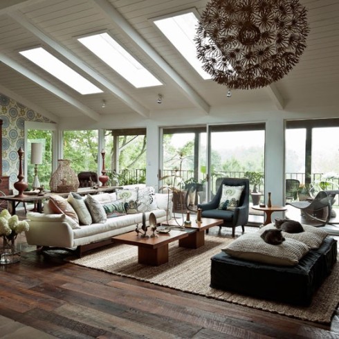 Modern wood living room